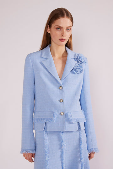 ISOBEL JACKET SKY BLUE LIGHTWEIGHT TWEED *PRE-ORDER*