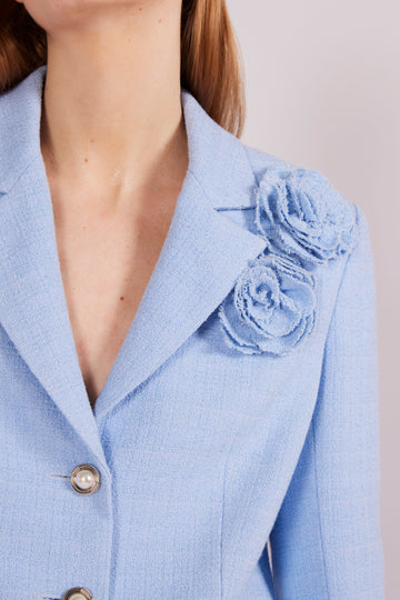 ISOBEL JACKET SKY BLUE LIGHTWEIGHT TWEED *PRE-ORDER*