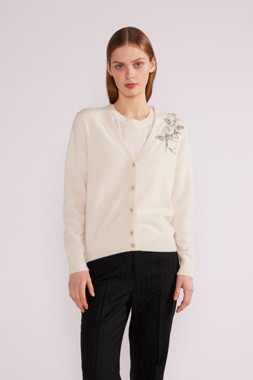 LILY CARDIGAN IVORY BABY CASHMERE *PRE-ORDER*