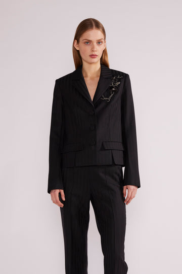 ISOBEL JACKET BLACK NOVELTY TAILORING *PRE-ORDER*