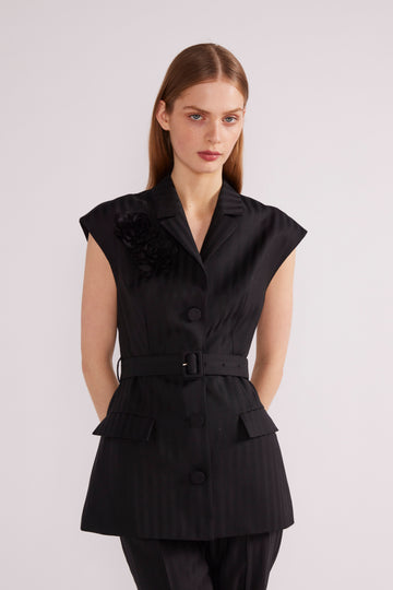PIA JACKET BLACK NOVELTY TAILORING *PRE-ORDER*