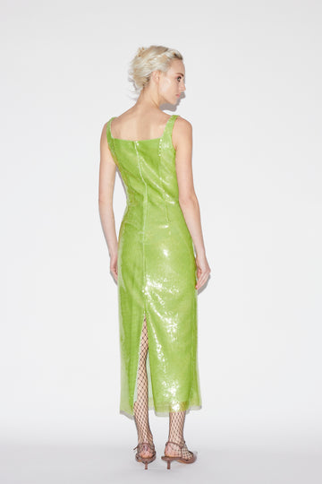 MARILYN DRESS LIME SEQUINS
