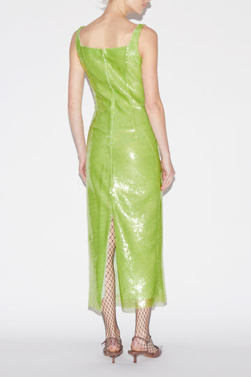 MARILYN DRESS LIME SEQUINS