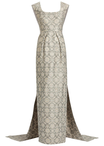 PATSY GOWN GREY JACQUARD