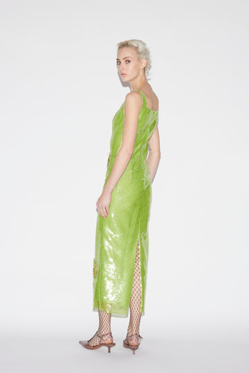 MARILYN DRESS LIME SEQUINS