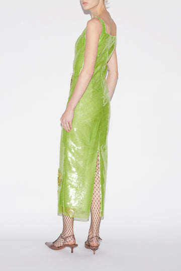 MARILYN DRESS LIME SEQUINS
