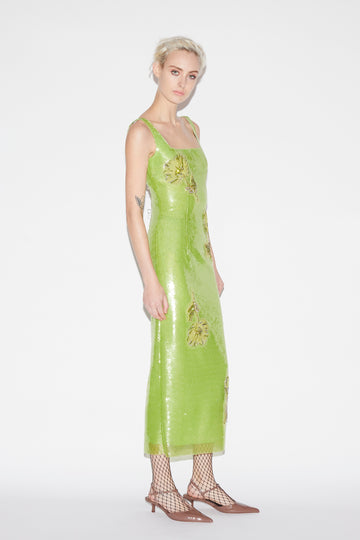 MARILYN DRESS LIME SEQUINS