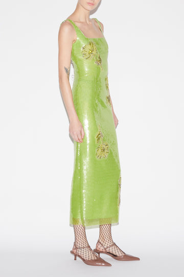 MARILYN DRESS LIME SEQUINS
