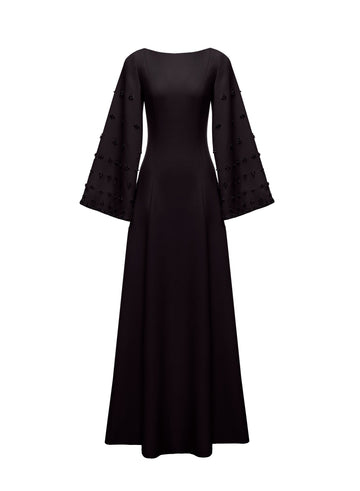 CLOVER GOWN BLACK EMBELLISHED CREPE