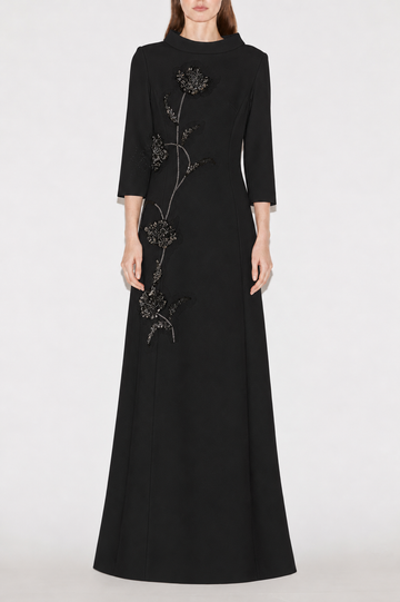 BRIANNA FULL LENGTH DRESS BLACK CREPE