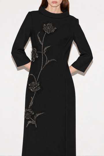 BRIANNA FULL LENGTH DRESS BLACK CREPE