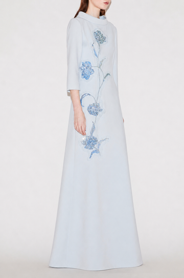 BRIANNA FULL LENGTH DRESS BLUE CREPE