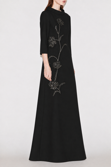 BRIANNA FULL LENGTH DRESS BLACK CREPE