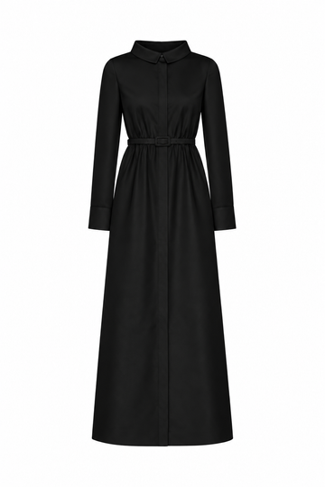 MADELINE MIDI DRESS BLACK FAILLE - WITHOUT BEADING