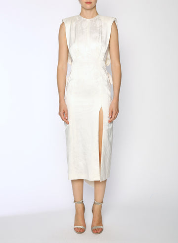 DAFFODIL DRESS WHITE JACQUARD