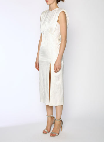 DAFFODIL DRESS WHITE JACQUARD