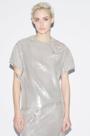 SAMMIE TOP SILVER SEQUINS