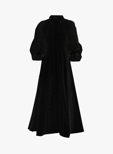 PAT DRESS BLACK EMBROIDERED COTTON
