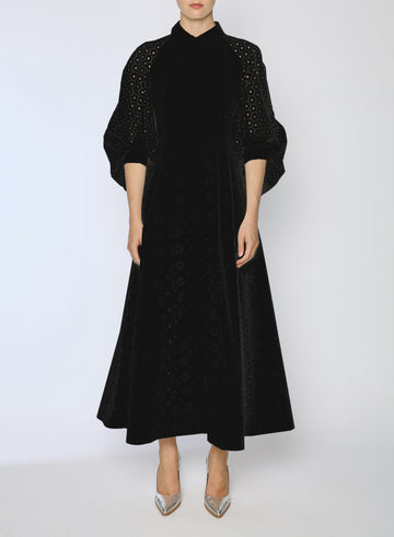 PAT DRESS BLACK EMBROIDERED COTTON
