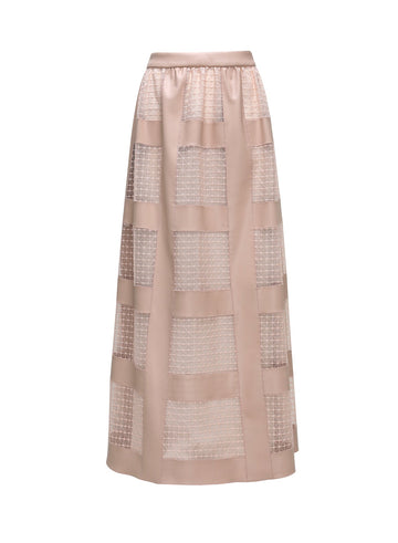 NOURA SKIRT PINK FISHNET AND PLEATHER