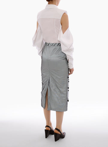 KAHILI SKIRT GLACIER BLUE BLACK EMBROIDERED TULLE