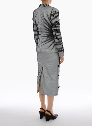 KAHILI SKIRT GLACIER BLUE BLACK EMBROIDERED TULLE