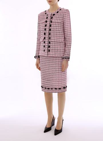 VALERIAN SKIRT PINK BLACK TWEED