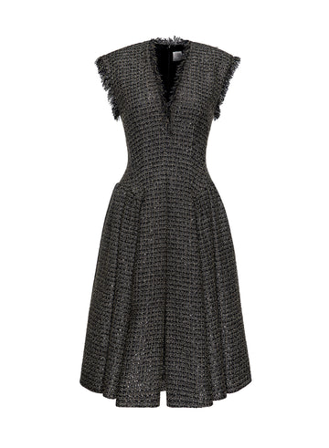 MADAME DRESS BLACK GOLD LUREX TWEED