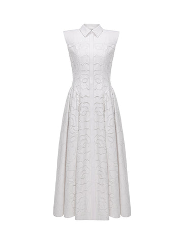 ALAIN DRESS WHITE EMBROIDERED COTTON
