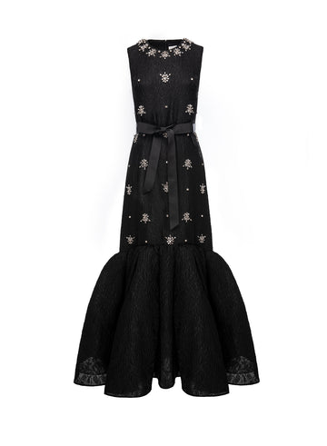 AMARICE GOWN BLACK EMBELLISHED JACQUARD