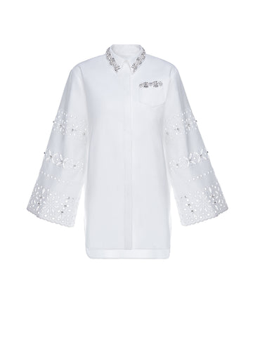 LOGAN SHIRT WHITE EMBELLISHED FAILLE