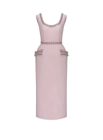 DANNA DRESS PINK EMBELLISHED CREPE