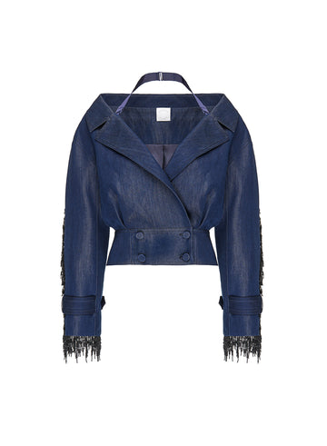 AMBROSE JACKET BLUE EMBROIDERED DENIM
