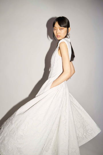 ALAIN DRESS WHITE EMBROIDERED COTTON