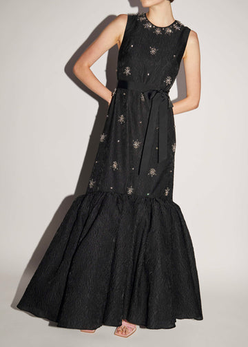 AMARICE GOWN BLACK EMBELLISHED JACQUARD