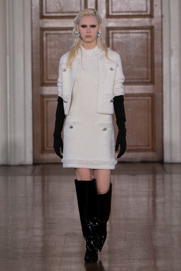 NADINE DRESS WHITE KNIT BOUCLE'