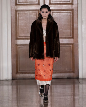 ELAINE SKIRT TANGERINE EMBELLISHED ORGANZA