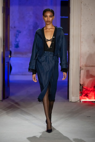 ALVIE SKIRT BLUE EMBROIDERED DENIM