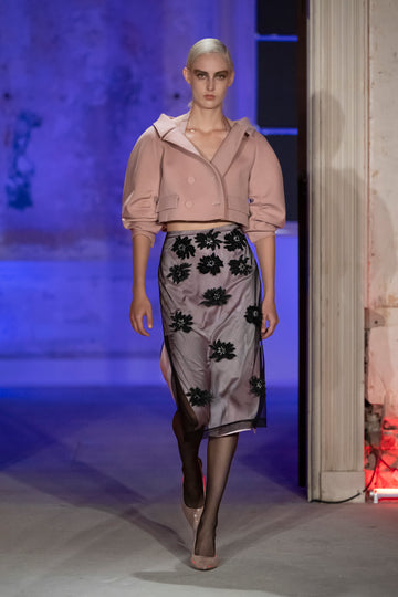 LEJA SKIRT PINK BLACK EMBROIDERED TULLE