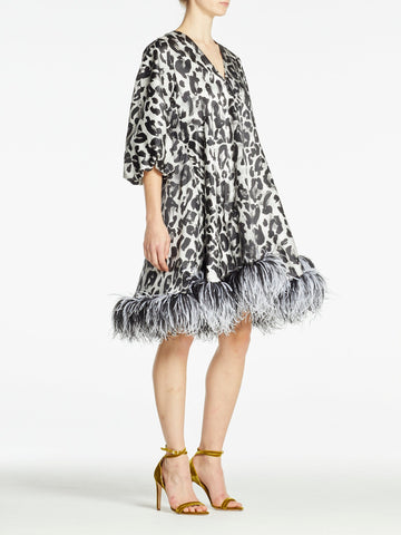 JOLIE DRESS SNOW LEOPARD PRINTED SATIN