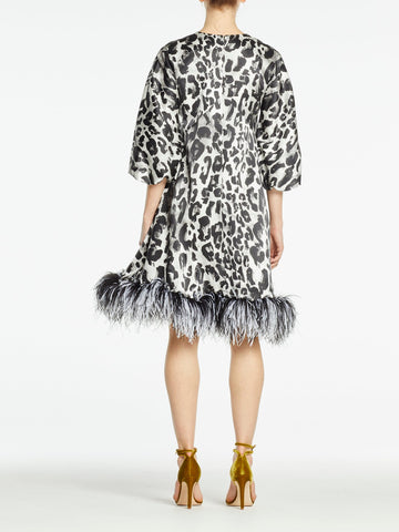 JOLIE DRESS SNOW LEOPARD PRINTED SATIN
