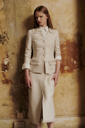 BRIDGET JACKET OFF WHITE EMBROIDERED TWEED - PRE-ORDER