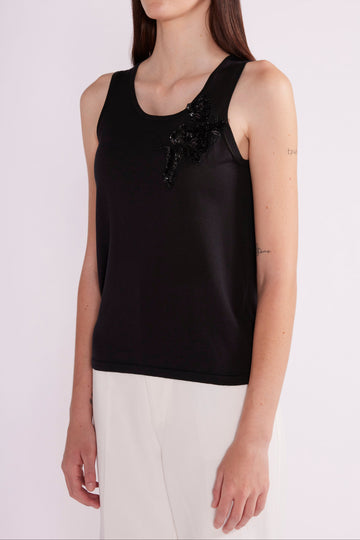 DOROTA TANK TOP BLACK SILK - PRE-ORDER