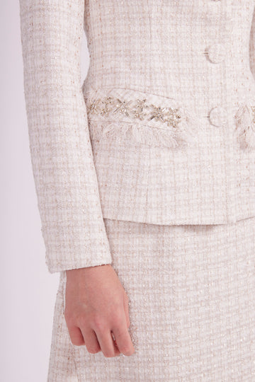 BRIDGET JACKET OFF WHITE EMBROIDERED TWEED - PRE-ORDER