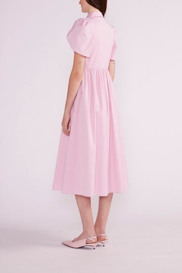 FRANCESCA MIDI DRESS PINK EMBROIDERED COTTON - PRE-ORDER
