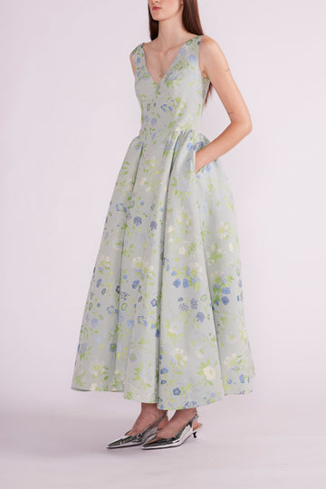 GERSHIN DRESS TEAL MULTI JACQUARD - PRE-ORDER
