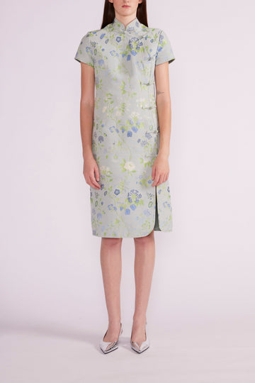 MANON DRESS TEAL MULTI JACQUARD - PRE-ORDER