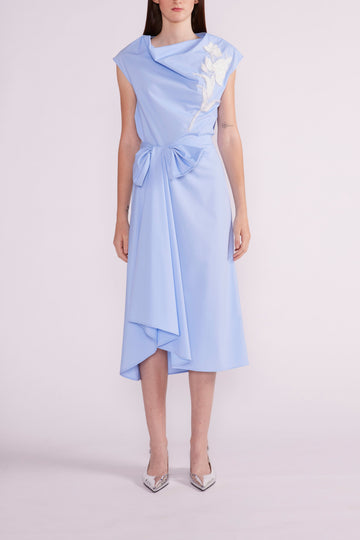 ILARA TOP PALE BLUE EMBROIDERED COTTON - PRE-ORDER