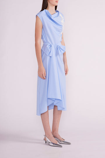 ILARA TOP PALE BLUE EMBROIDERED COTTON - PRE-ORDER