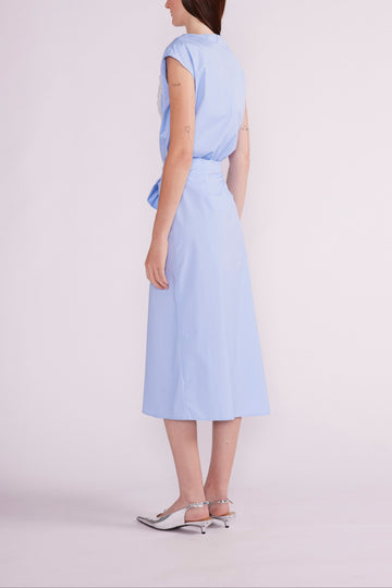 ILARA TOP PALE BLUE EMBROIDERED COTTON - PRE-ORDER